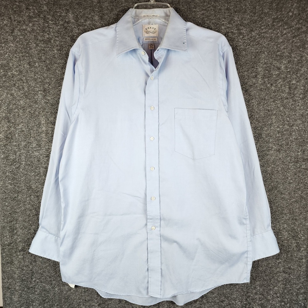 Eagle Shirtmakers Shirt Mens 16 32/33 Regular Fit Light Blue Non-Iron EUC